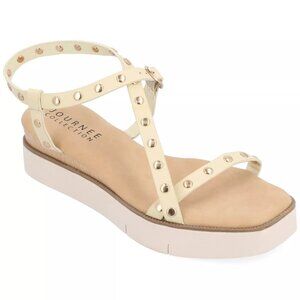 Journee Collection Lindsay Studded Platform Sandals $90 US Size 9 - Ivory - 1272